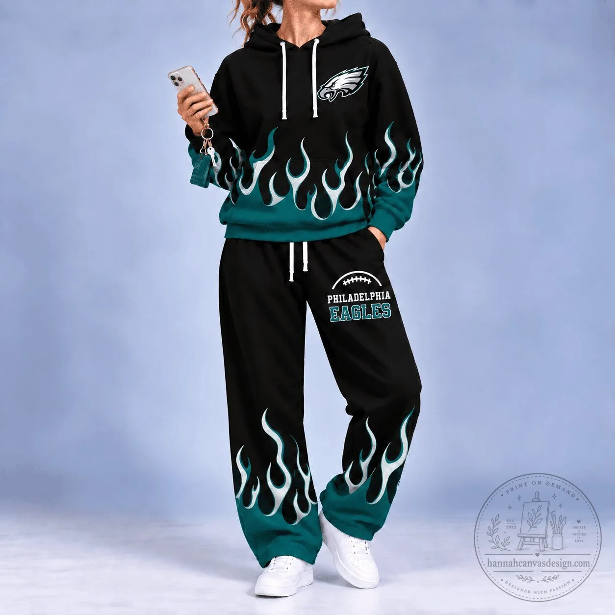 Philadelphia Eagles NFL Team Flame Hoodie and Pants Set