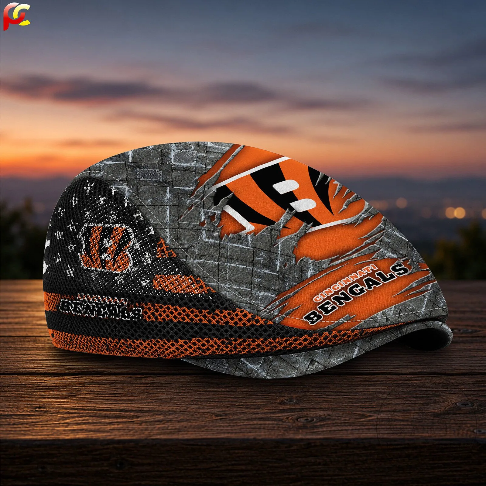 Cincinnati Bengals Distressed Logo Golf Flat Cap 5 Cincinnati Bengals Distressed Logo Golf Flat Cap