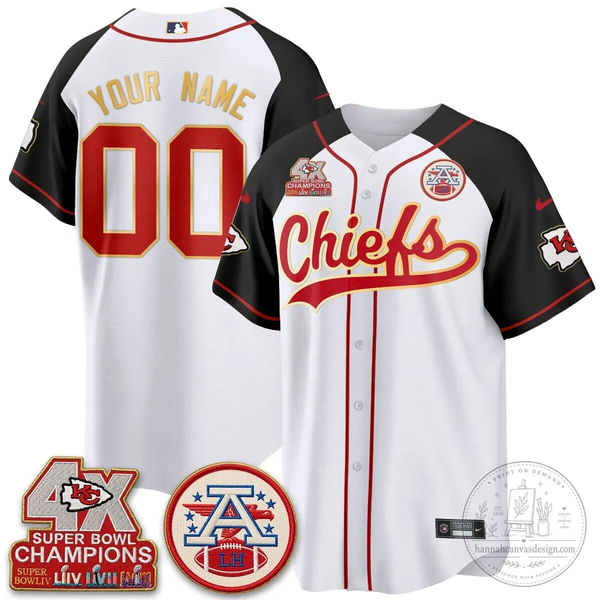 Kansas City Chiefs Super Bowl Champions Four Times Gold Trim Edition Baseball Jersey 9 Kansas City Chiefs Super Bowl Champions Four Times Gold Trim Edition Baseball Jersey