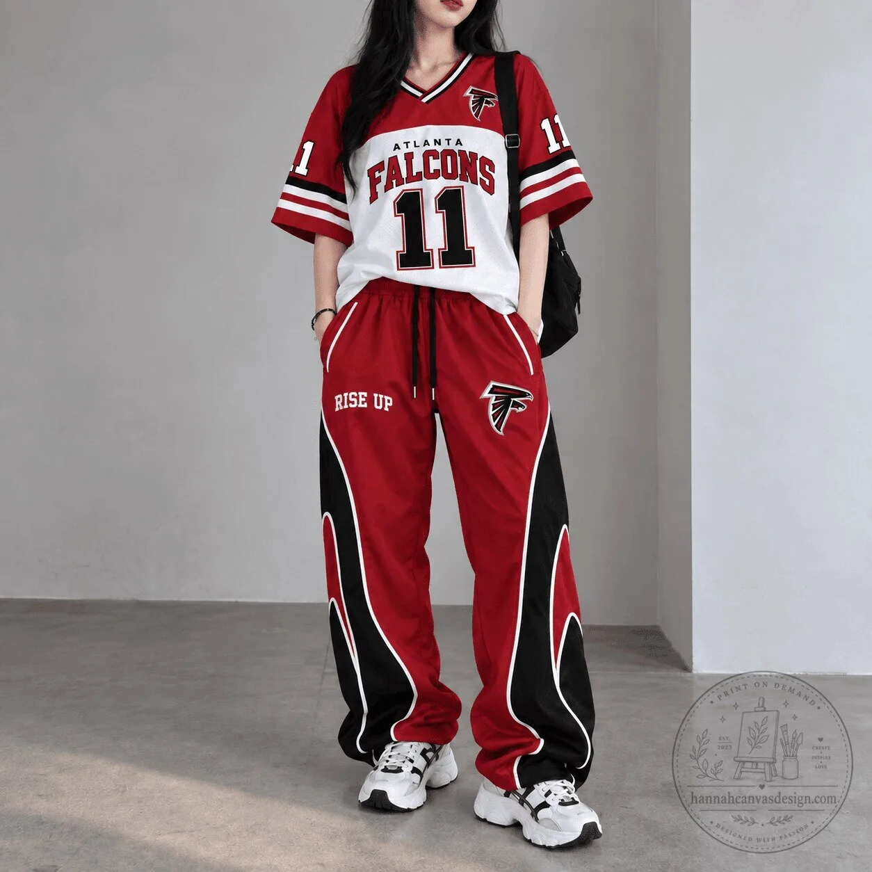 Atlanta Falcons Football Team Spirit Flame Set Jersey and Pants