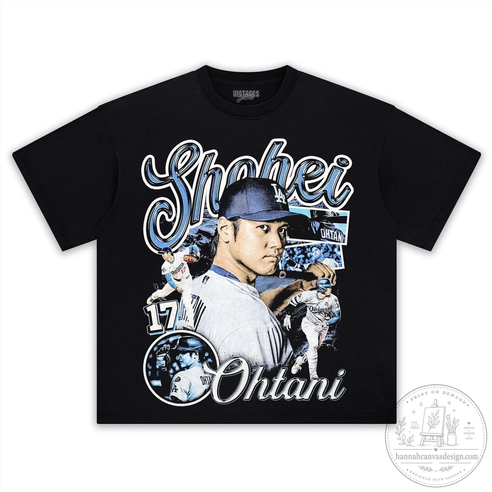 Shohei Ohtani Baseball Player Graphic Print Black T-Shirt