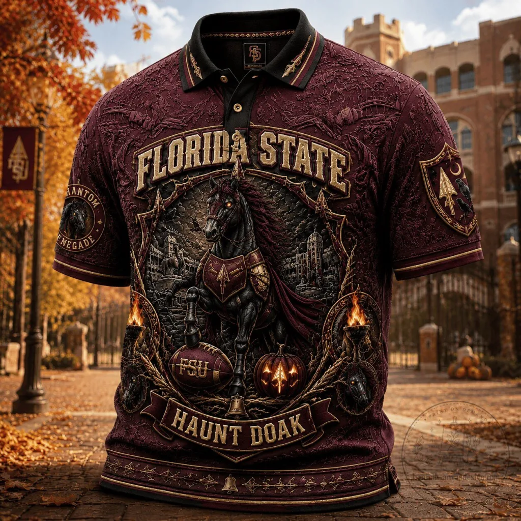 Florida State Seminoles Halloween Haunt Doak Horse Polo Shirt Florida State Seminoles Halloween Haunt Doak Horse Polo Shirt