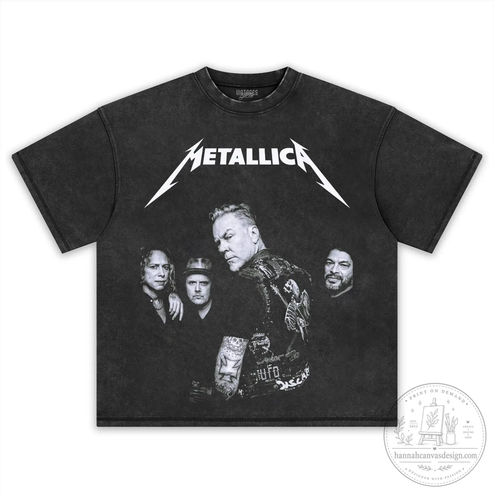 Metallica Band Members Black and White Photo Graphic Print T-Shirt 8 Metallica Band Members Black and White Photo Graphic Print T-Shirt