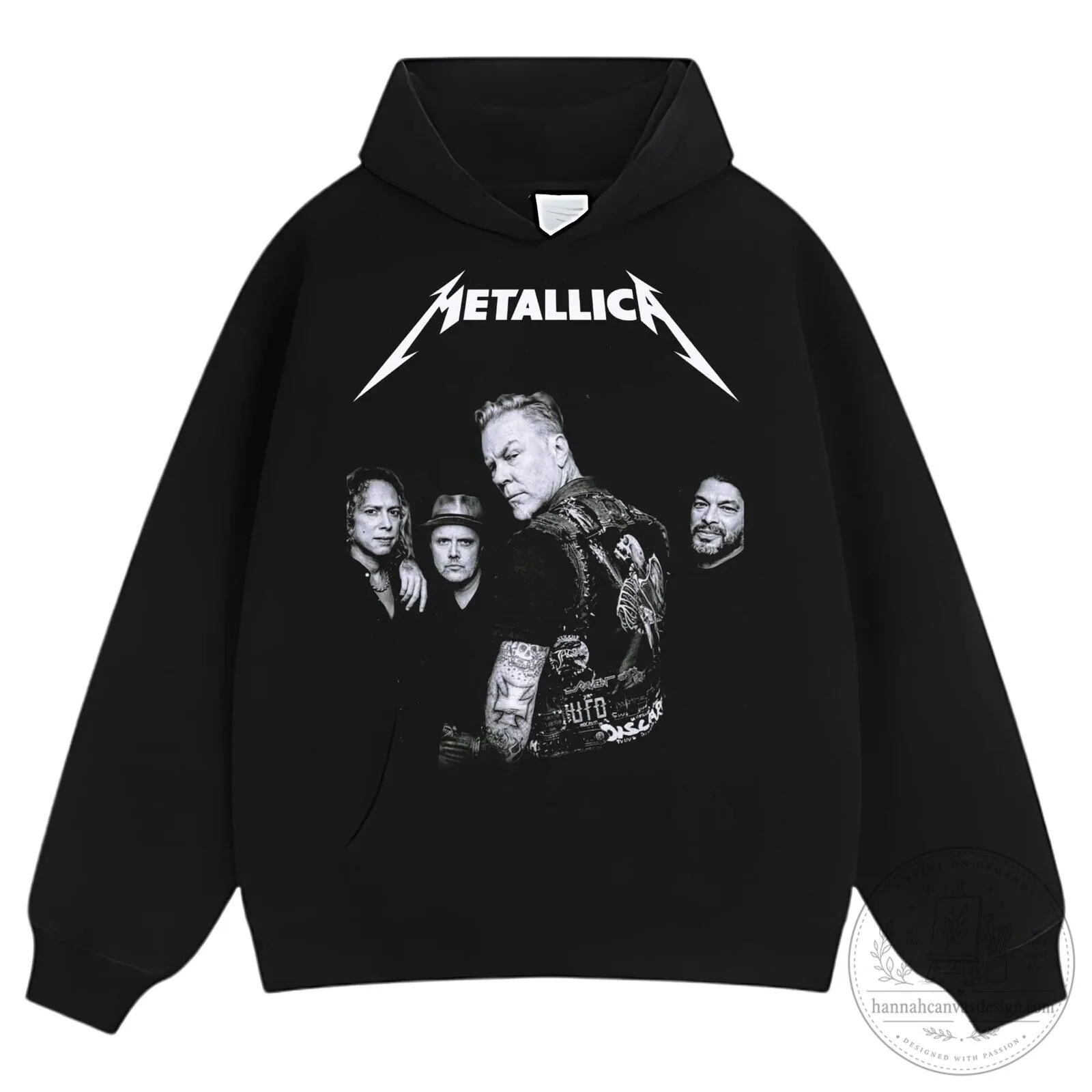 Metallica Band Members Black and White Photo Graphic Print T-Shirt 13 Metallica Band Members Black and White Photo Graphic Print T-Shirt