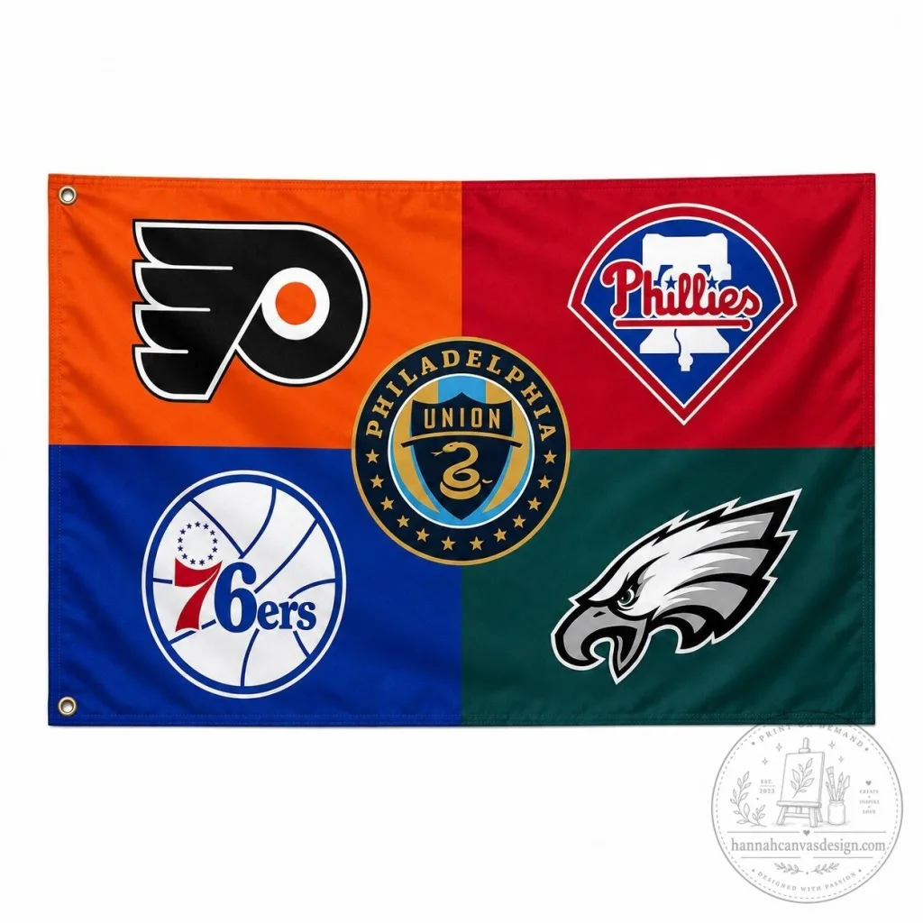 Philadelphia Sports Teams Color Block Flag for Fans House Decor Philadelphia Sports Teams Color Block Flag for Fans House Decor