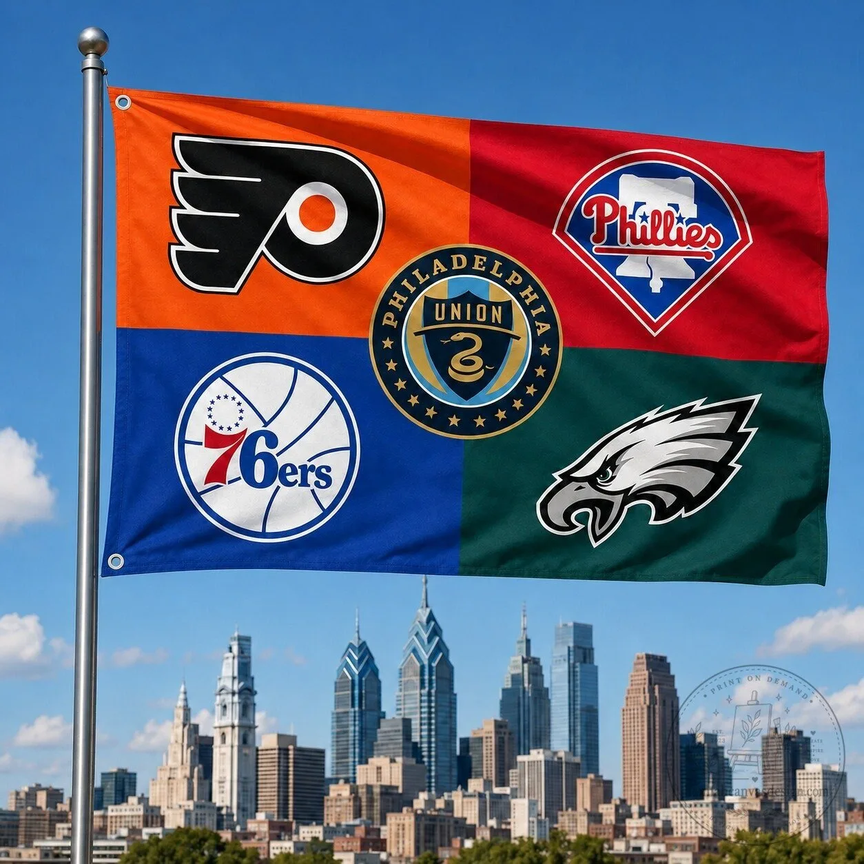 Philadelphia Sports Teams Color Block Flag for Fans House Decor 10 Philadelphia Sports Teams Color Block Flag for Fans House Decor