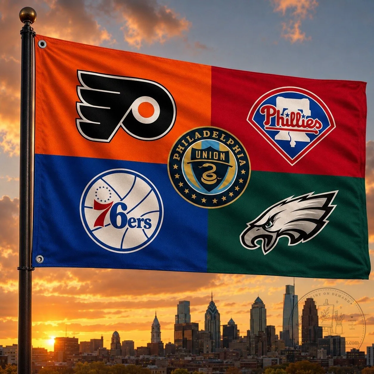 Philadelphia Sports Teams Color Block Flag for Fans House Decor 11 Philadelphia Sports Teams Color Block Flag for Fans House Decor
