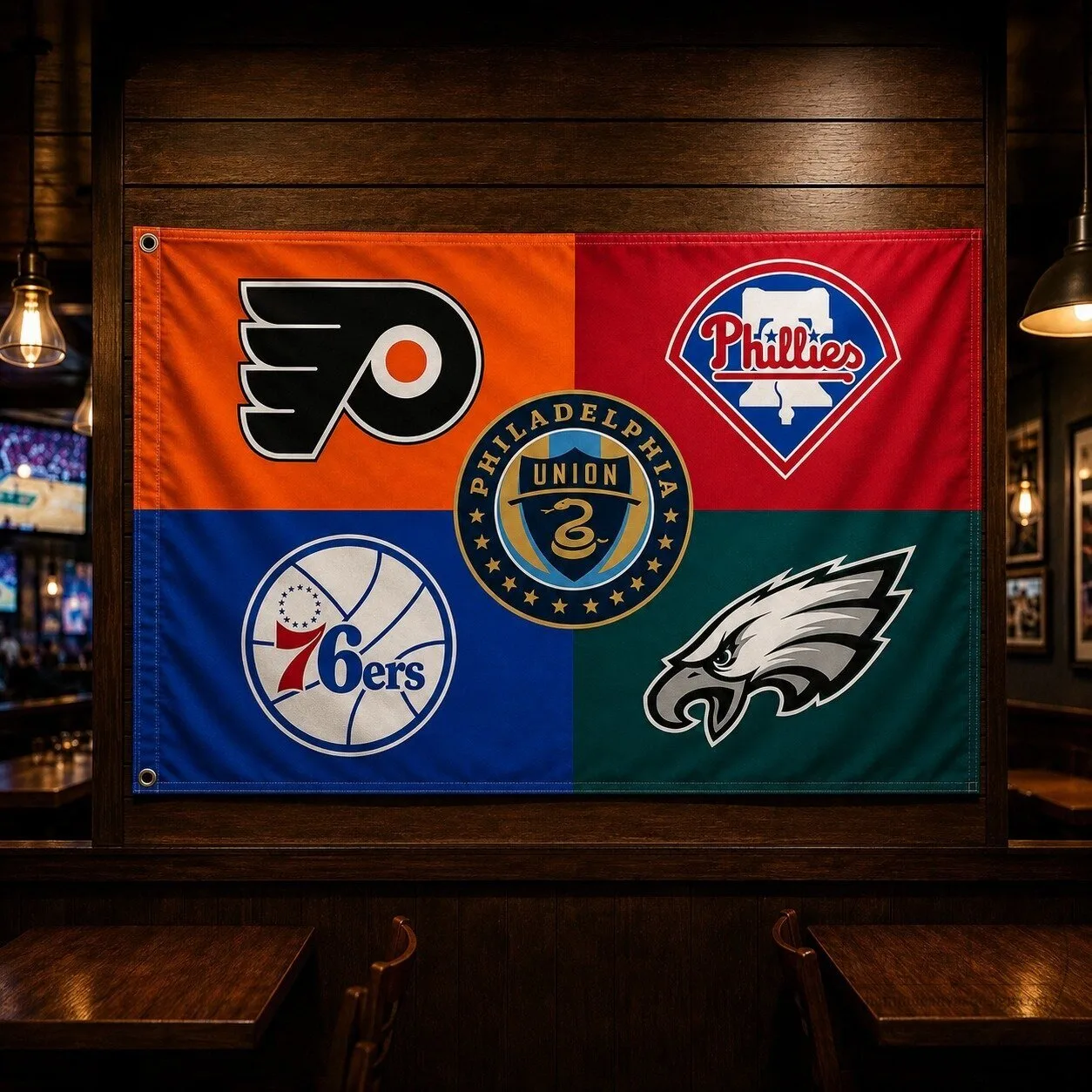 Philadelphia Sports Teams Color Block Flag for Fans House Decor 13 Philadelphia Sports Teams Color Block Flag for Fans House Decor