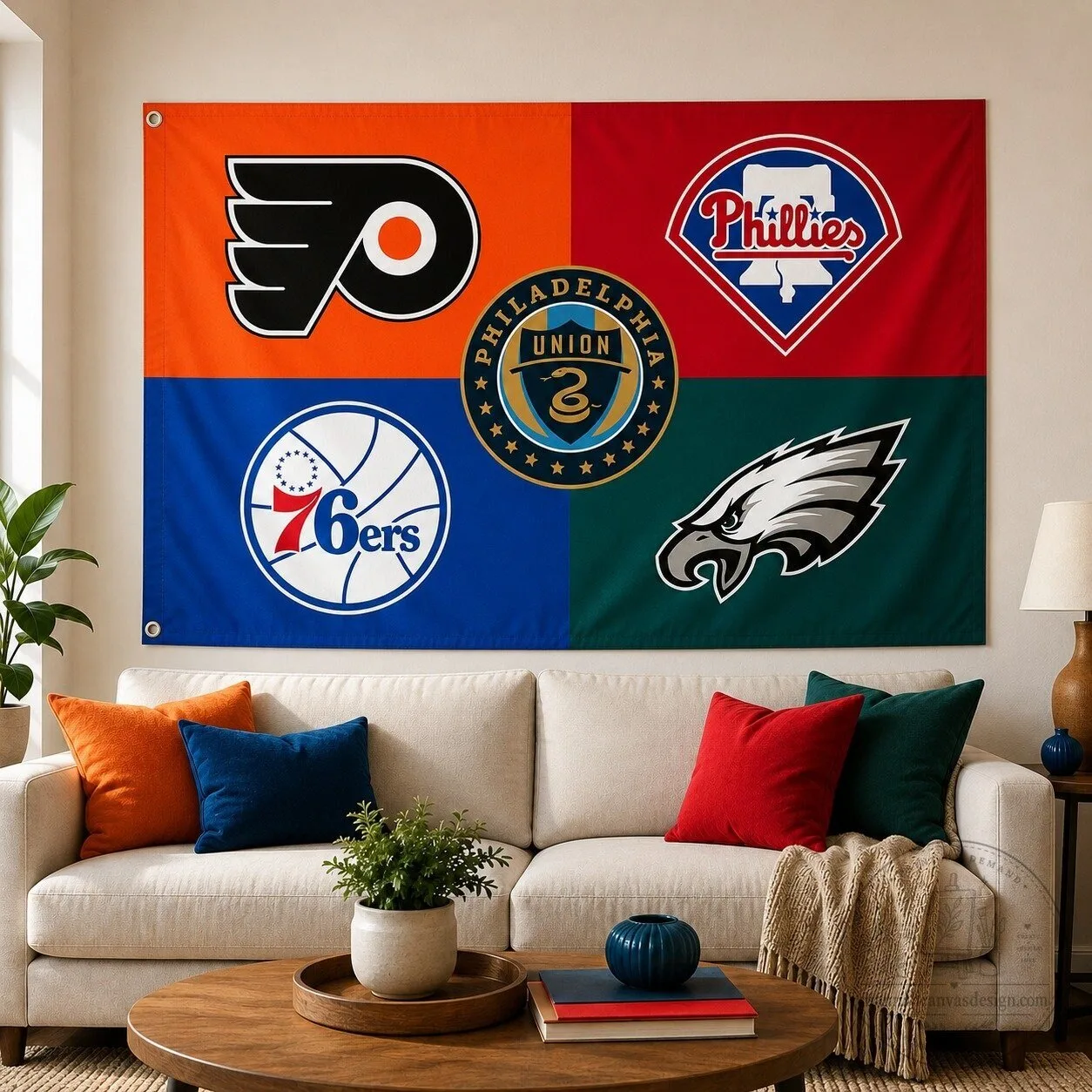 Philadelphia Sports Teams Color Block Flag for Fans House Decor 15 Philadelphia Sports Teams Color Block Flag for Fans House Decor