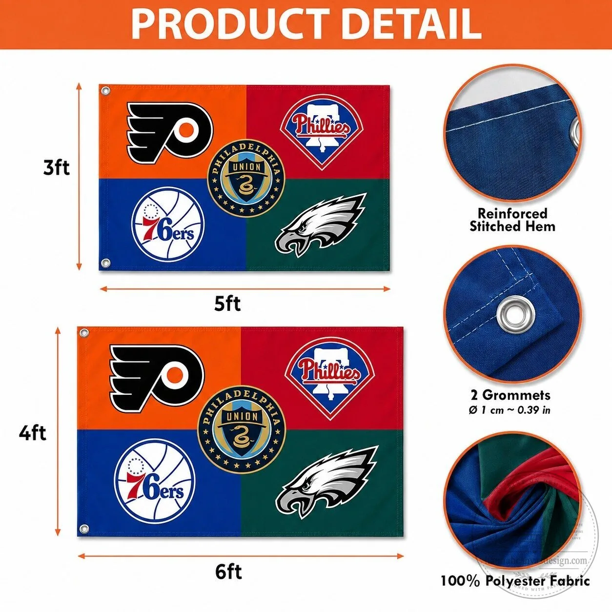 Philadelphia Sports Teams Color Block Flag for Fans House Decor 17 Philadelphia Sports Teams Color Block Flag for Fans House Decor