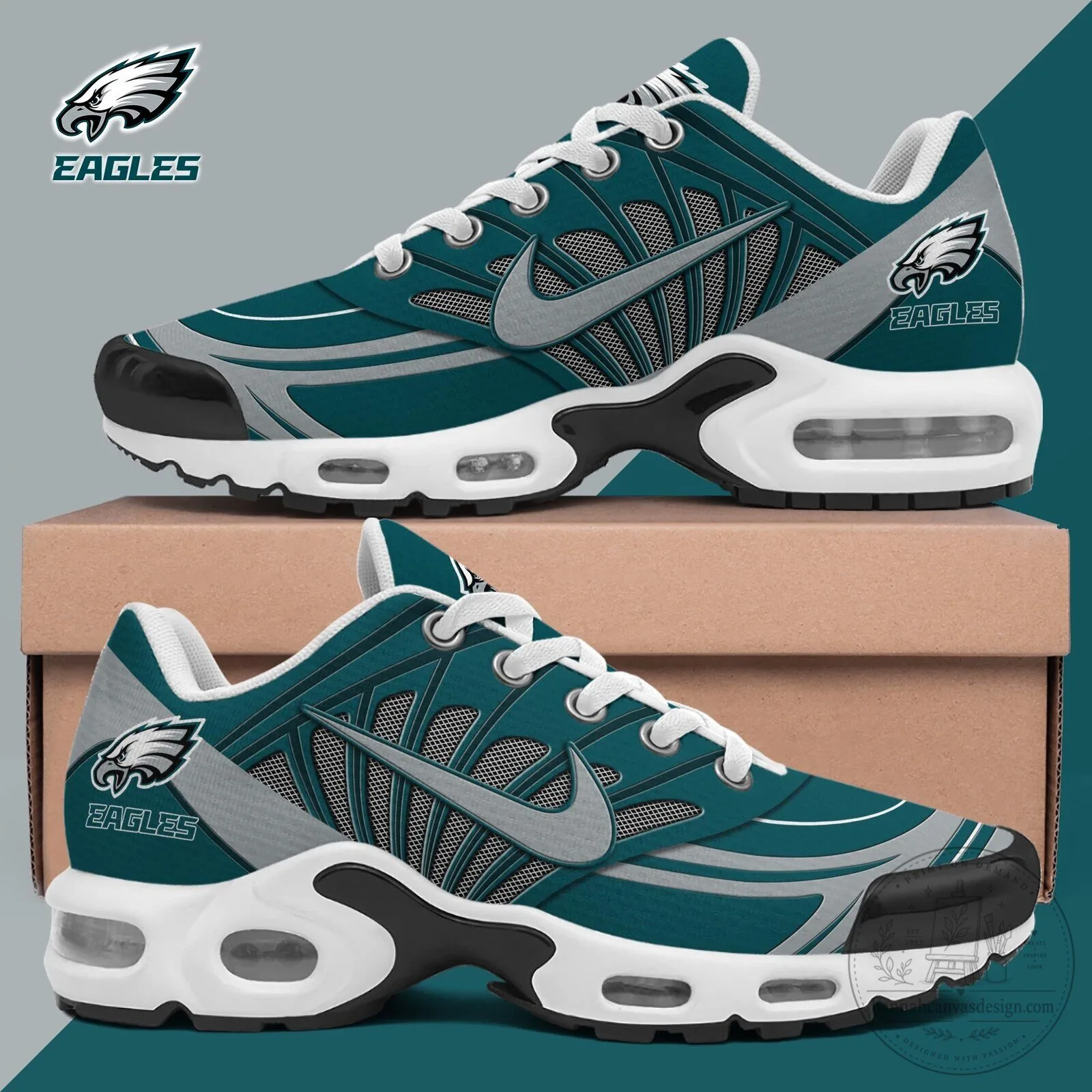Philadelphia Eagles Football Team Custom Sneakers, Personalized Fan Shoes