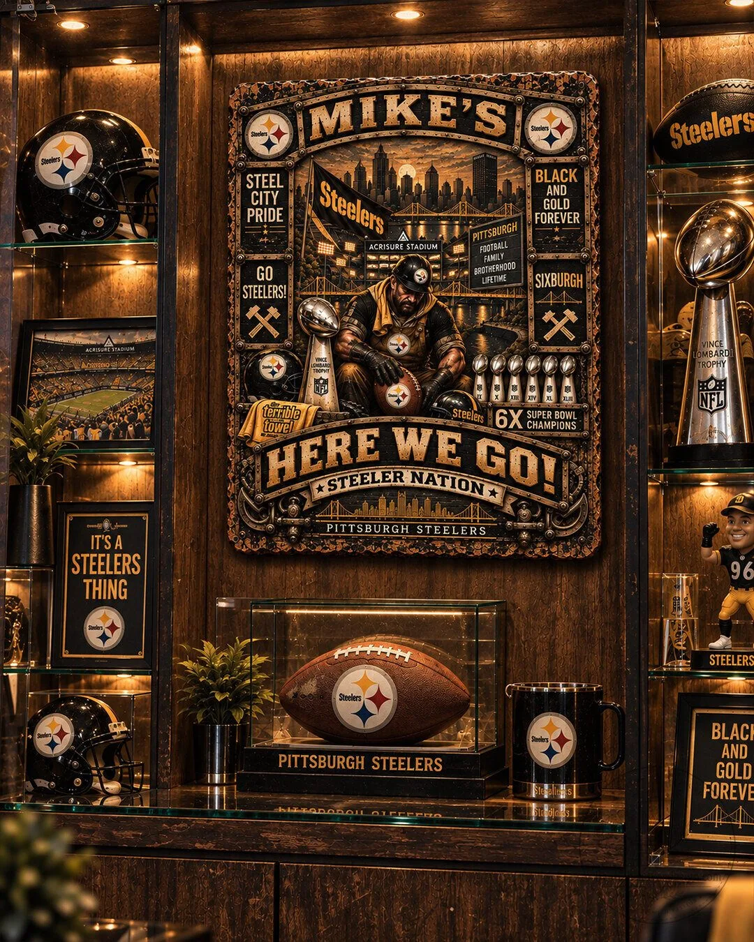 Pittsburgh Steelers Football Team Super Bowl Champions Wooden Wall Art 7 Pittsburgh Steelers Football Team Super Bowl Champions Wooden Wall Art