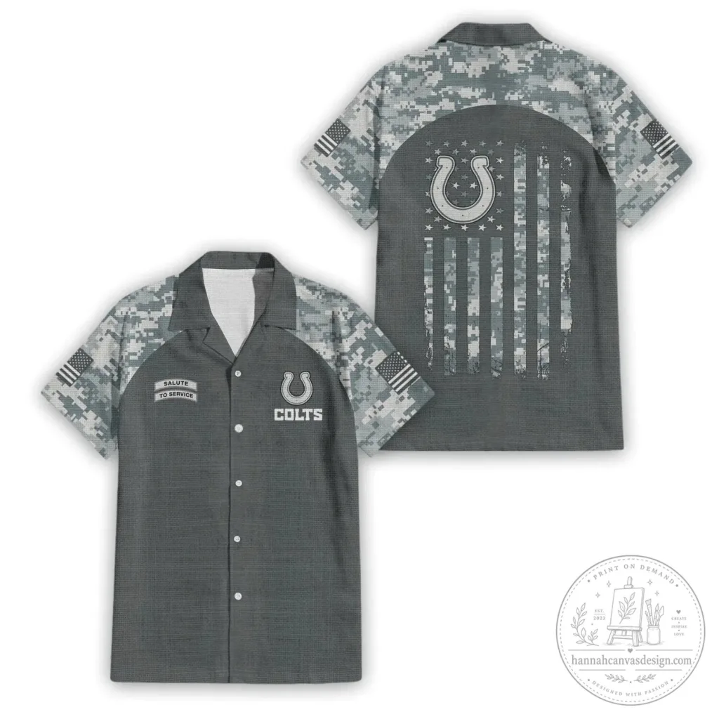 Indianapolis Colts Salute To Service Digital Camouflage Hawaiian Shirt Indianapolis Colts Salute To Service Digital Camouflage Hawaiian Shirt