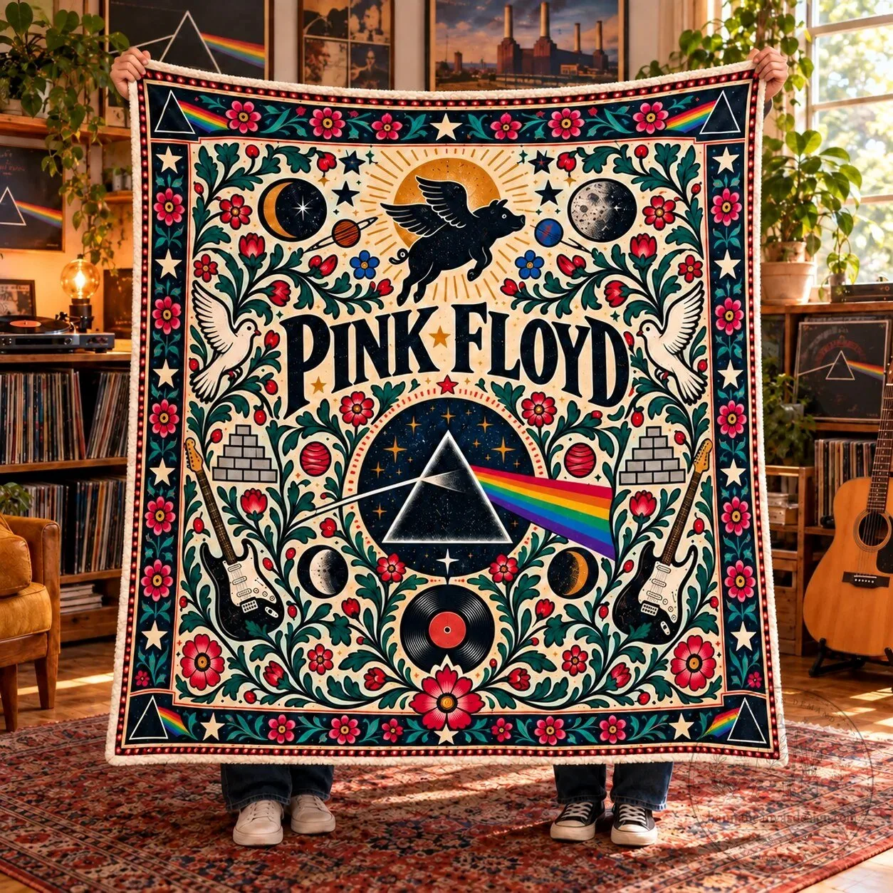 Pink Floyd Dark Side of the Moon Album Art Sherpa Fleece Blanket 6 Pink Floyd Dark Side of the Moon Album Art Sherpa Fleece Blanket