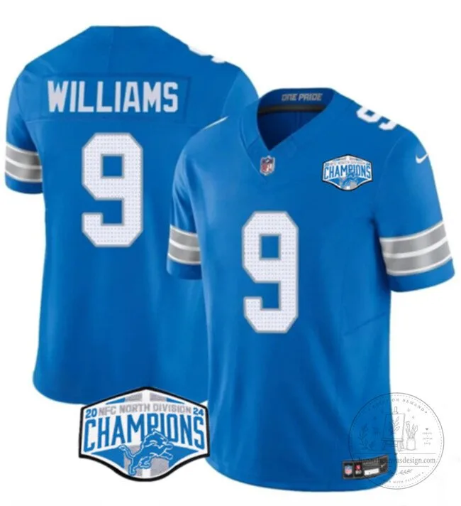 Jameson Williams Detroit Lions 2024 NFC North Division Champions Football Jersey
