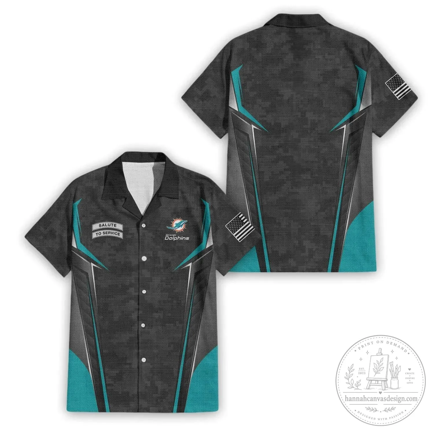 Miami Dolphins Salute To Service Military Camouflage Hawaiian Shirt