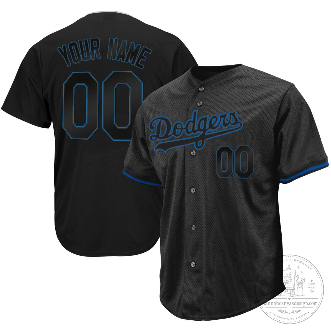 Los Angeles Dodgers Black Royal Custom Baseball Jersey