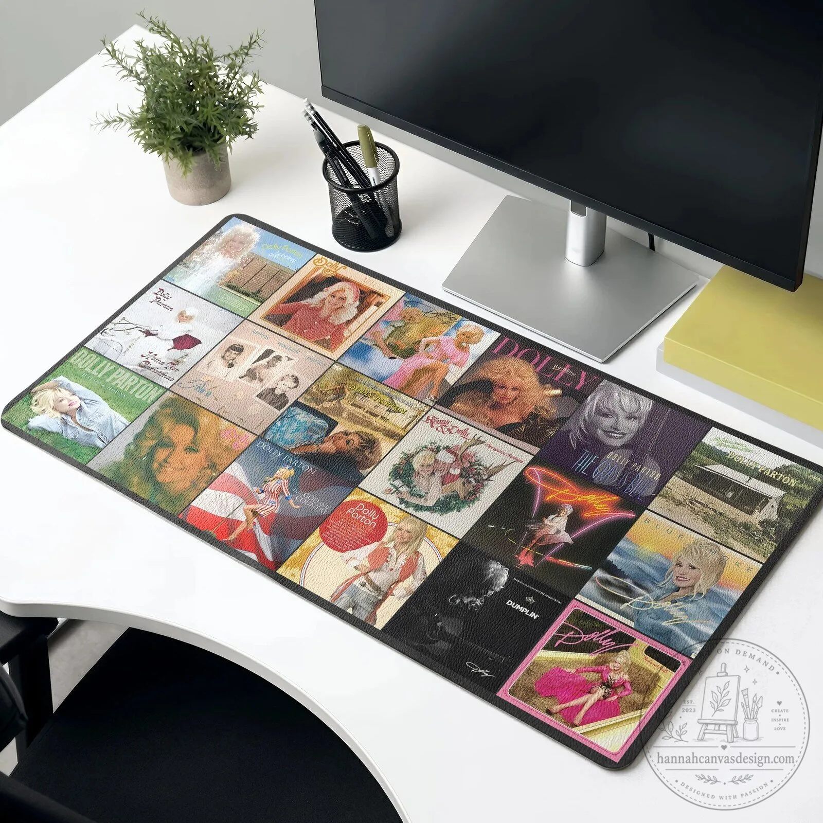 Dolly Parton Country Music Album Covers Collage Desk Mat