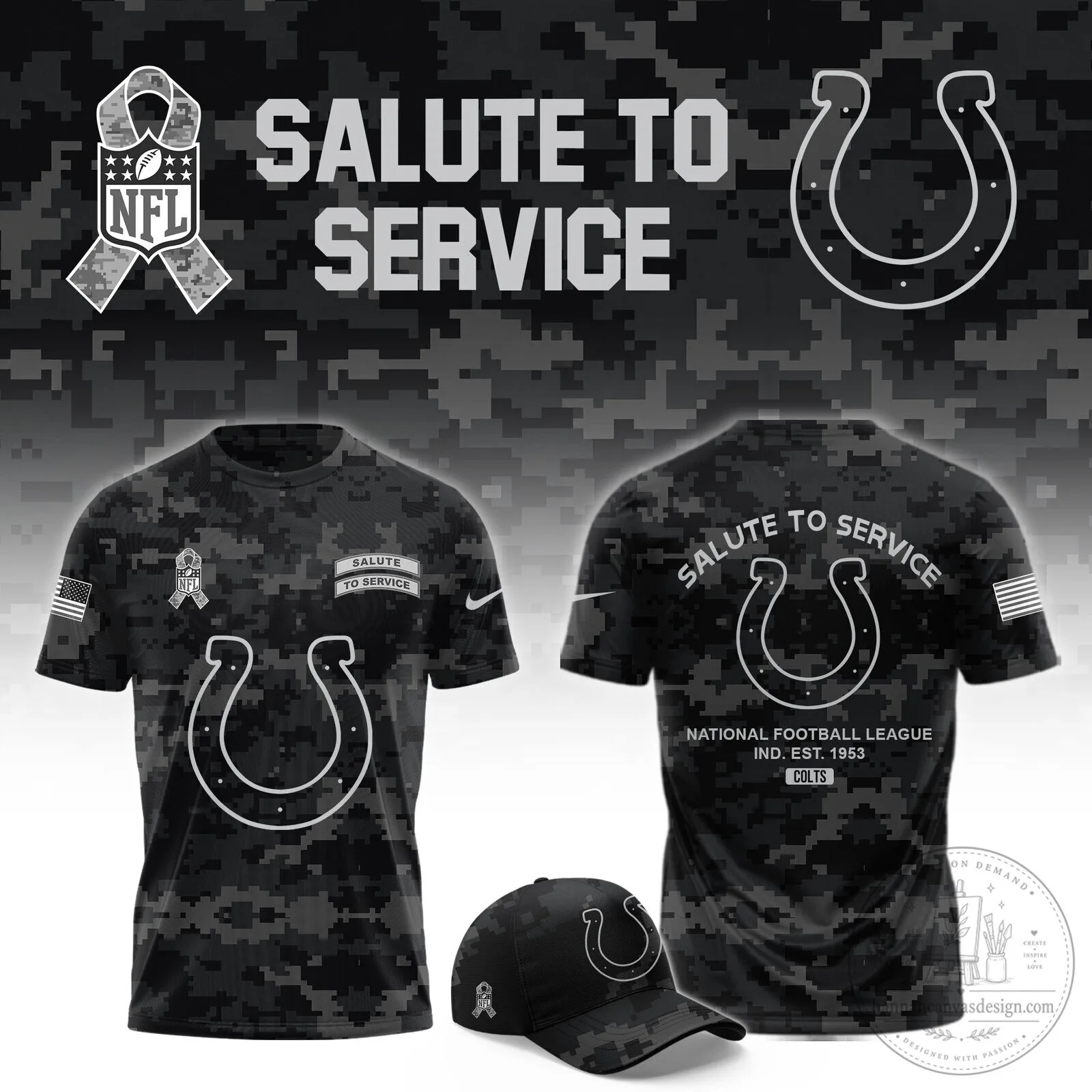 Indianapolis Colts Salute To Service Digital Camouflage Short Sleeve T-Shirt