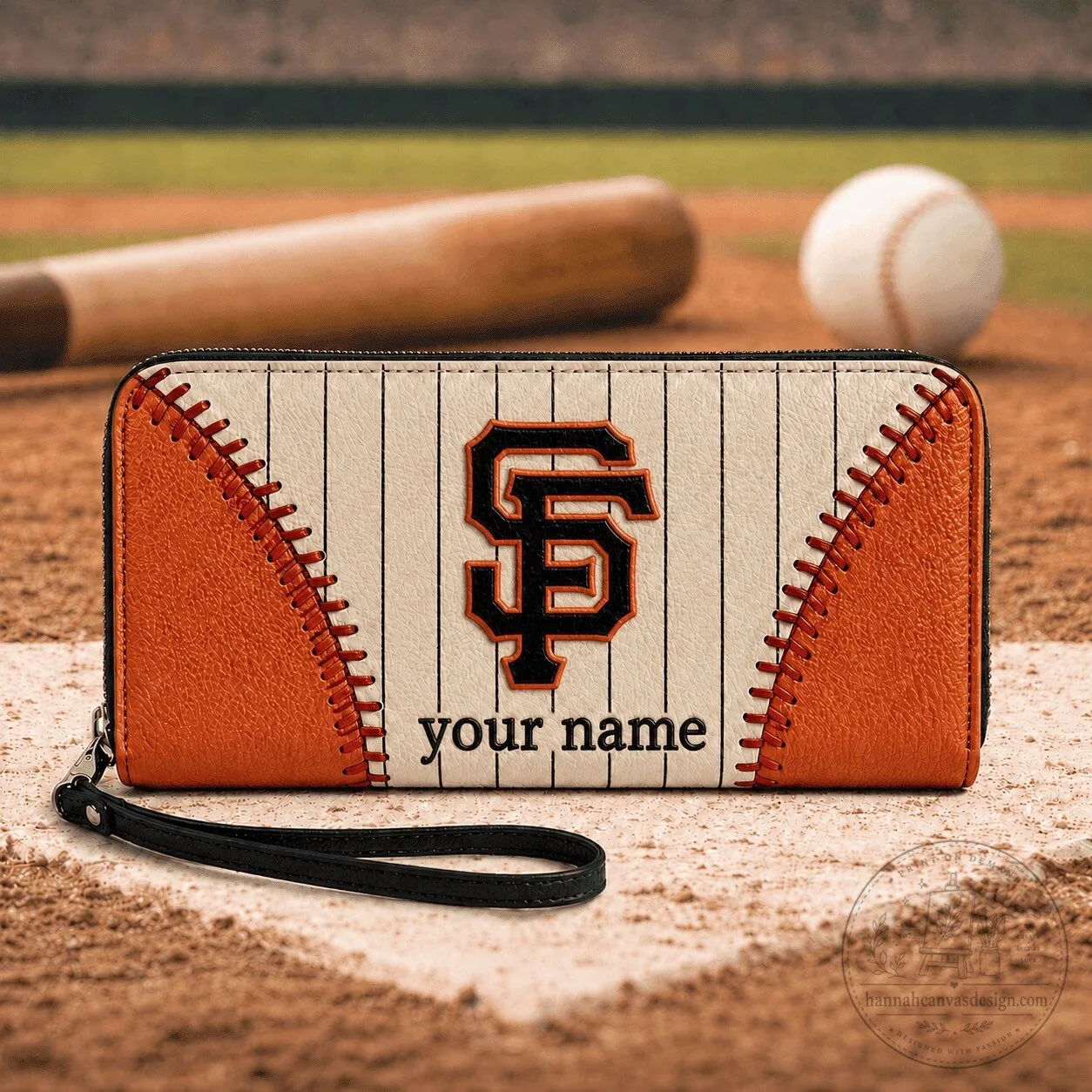 San Francisco Giants Baseball Stitching Personalized Zipper Wallet
