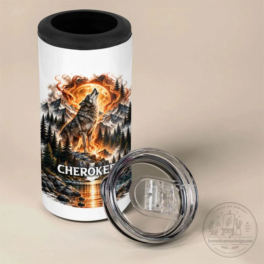 Cherokee Wolf and Native American Chief Fiery Moon Landscape Tumbler 9 Cherokee Wolf and Native American Chief Fiery Moon Landscape Tumbler