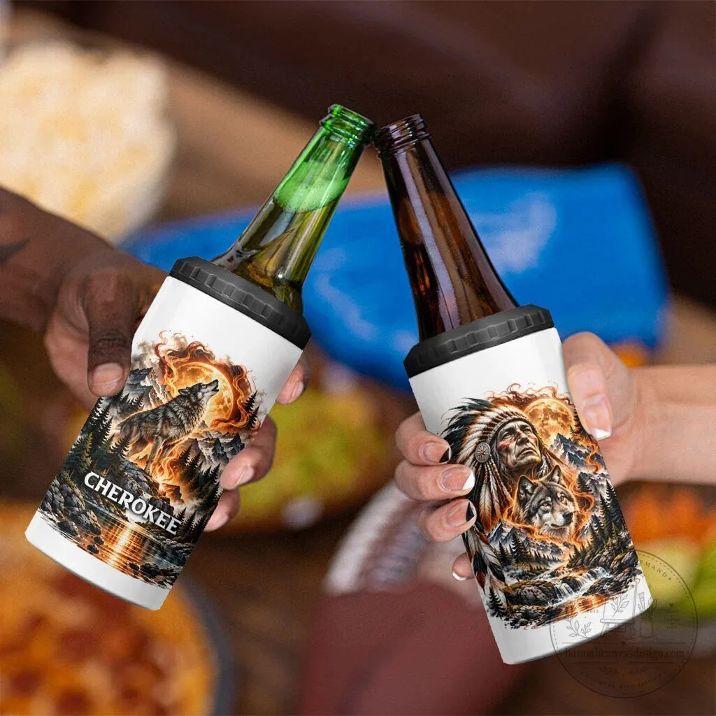 Cherokee Wolf and Native American Chief Fiery Moon Landscape Tumbler 12 Cherokee Wolf and Native American Chief Fiery Moon Landscape Tumbler