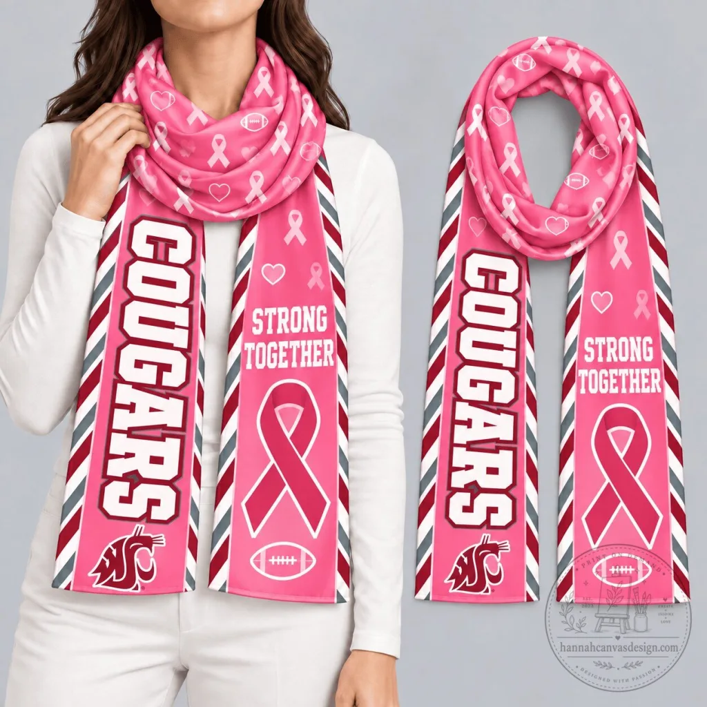 Washington State Cougars Breast Cancer Awareness Pink Strong Together Scarf Washington State Cougars Breast Cancer Awareness Pink Strong Together Scarf