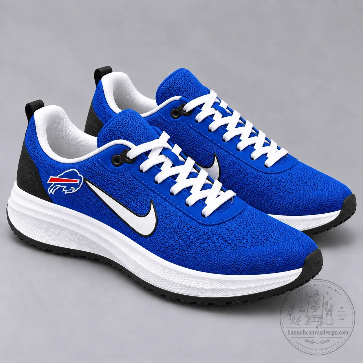 Buffalo Bills Royal Blue Running Shoes, NFL Football Team Fan Sneakers