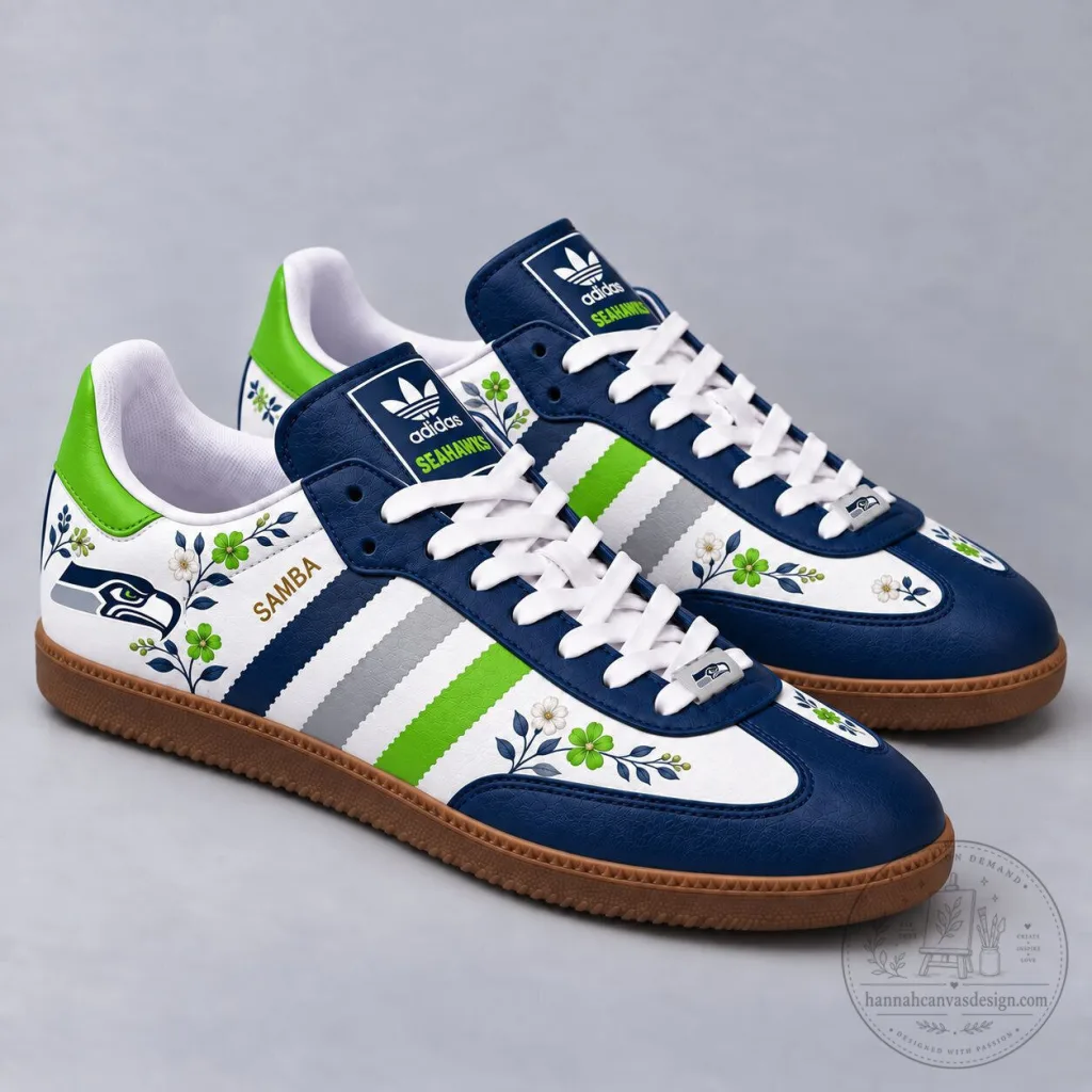 Seattle Seahawks Floral Game Day Samba Shoes Seattle Seahawks Floral Game Day Samba Shoes