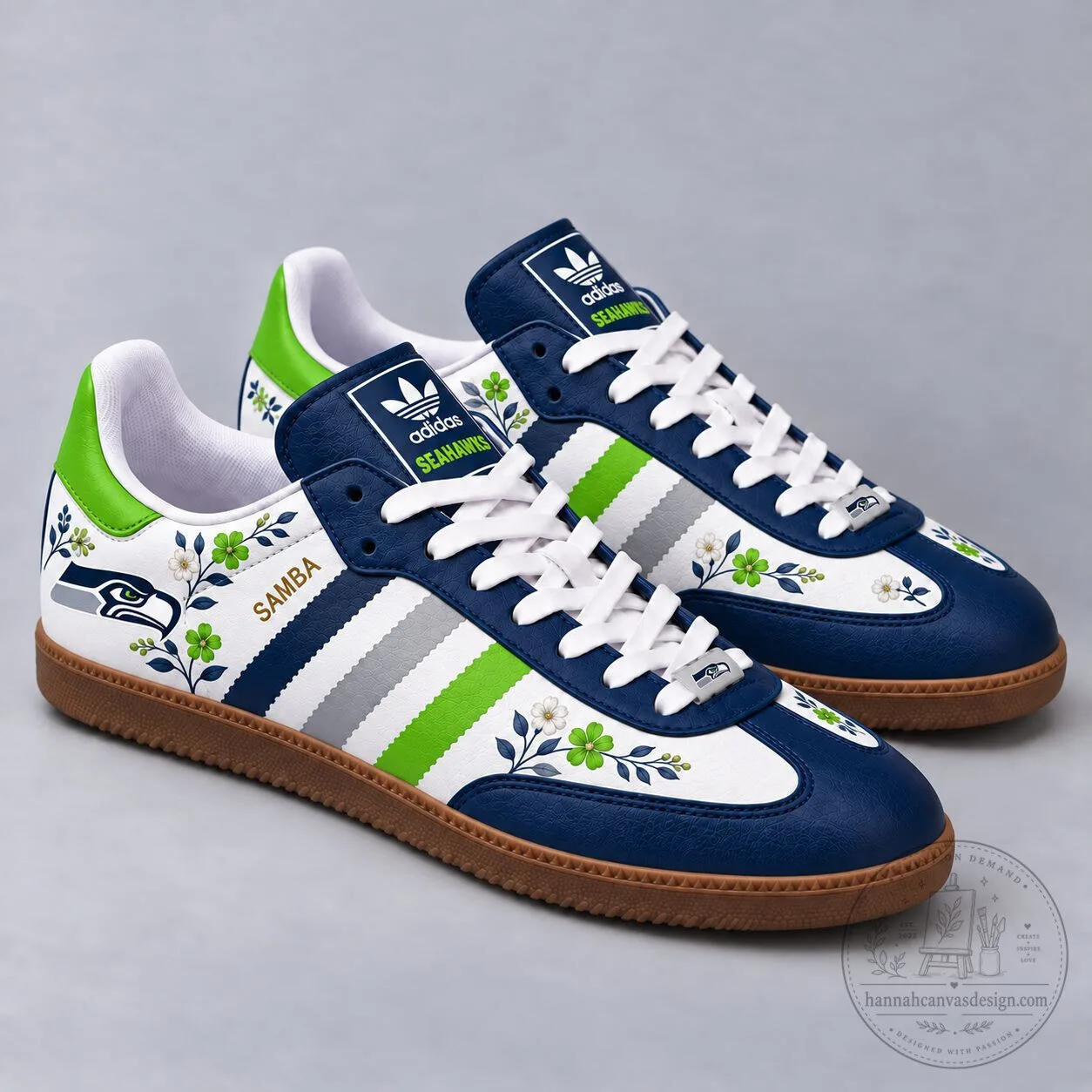 Seattle Seahawks Floral Game Day Samba Shoes