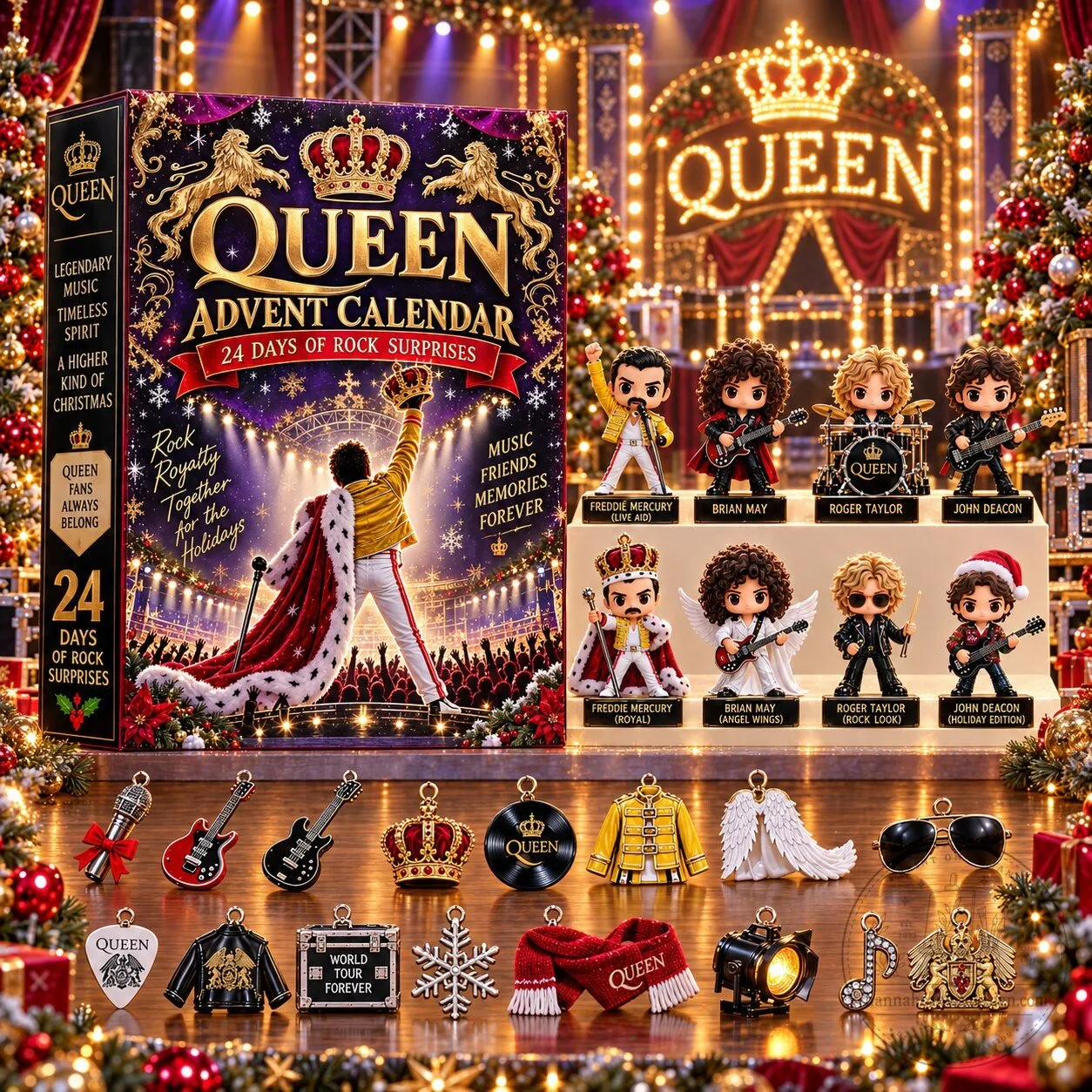 Queen Band 24 Days of Rock Surprises Advent Calendar with Mini Figurines