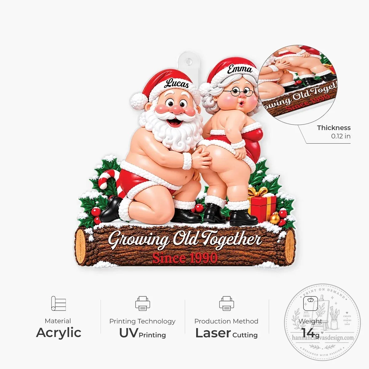 Personalized Santa Couple Growing Old Together Christmas Tree Ornament 8 Personalized Santa Couple Growing Old Together Christmas Tree Ornament