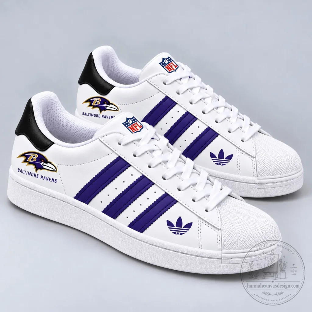 Baltimore Ravens National Football League Team Logo White Sneakers Baltimore Ravens National Football League Team Logo White Sneakers
