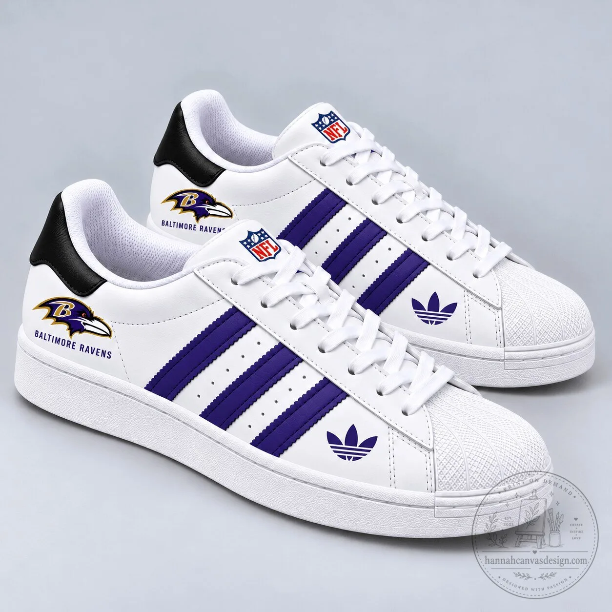 Baltimore Ravens National Football League Team Logo White Sneakers