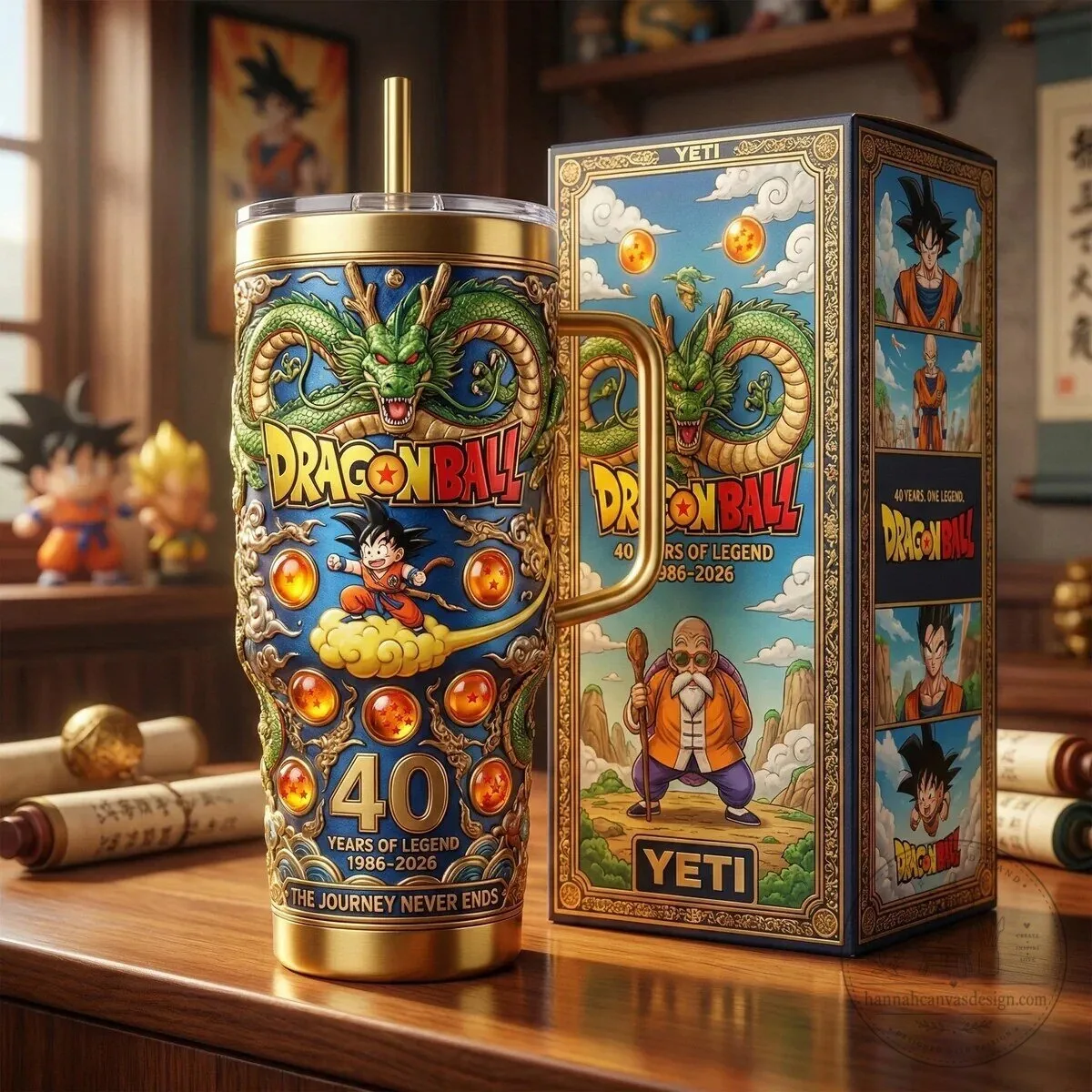Dragon Ball Z 40th Anniversary Gold Stainless Steel Insulated Tumbler