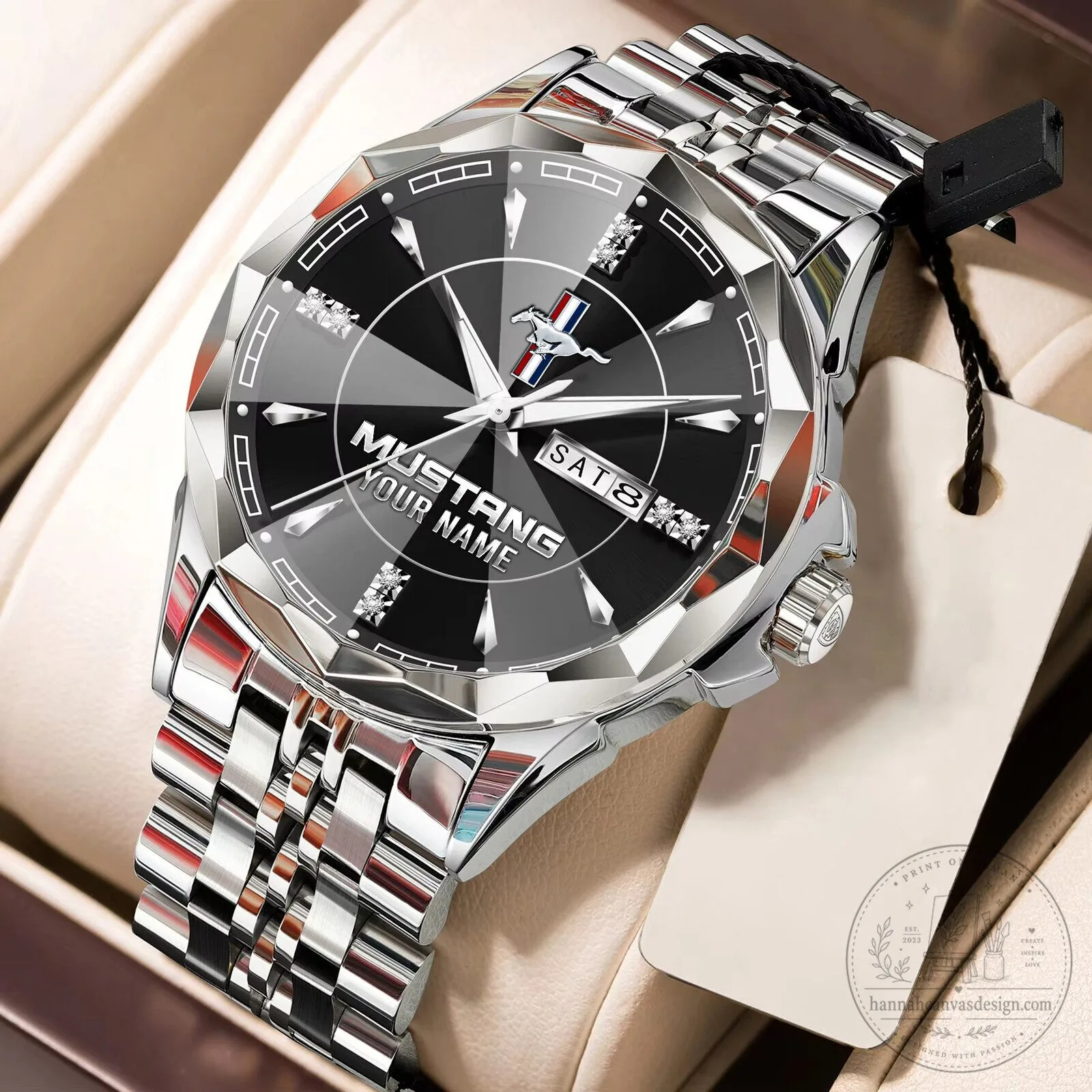 Ford Mustang Custom Name Elegant Blue Dial Two Tone Stainless Steel Watch 14 Ford Mustang Custom Name Elegant Blue Dial Two Tone Stainless Steel Watch