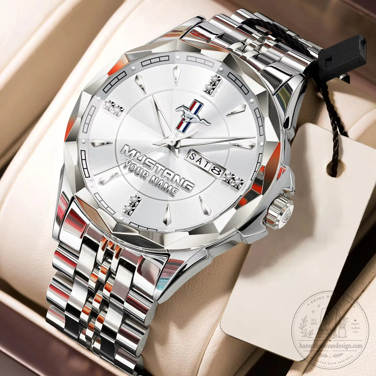 Ford Mustang Custom Name Elegant Blue Dial Two Tone Stainless Steel Watch 15 Ford Mustang Custom Name Elegant Blue Dial Two Tone Stainless Steel Watch