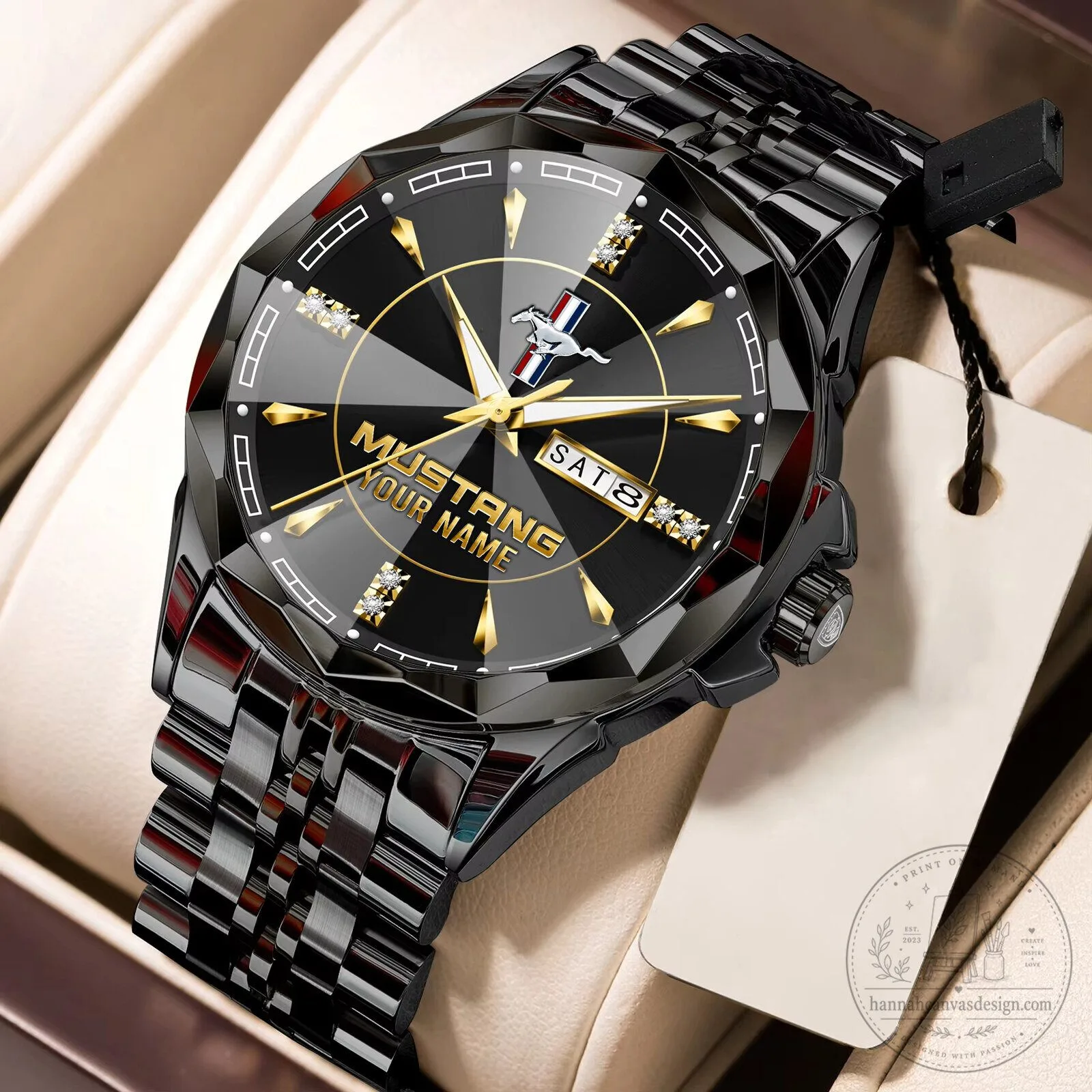 Ford Mustang Custom Name Elegant Blue Dial Two Tone Stainless Steel Watch 16 Ford Mustang Custom Name Elegant Blue Dial Two Tone Stainless Steel Watch