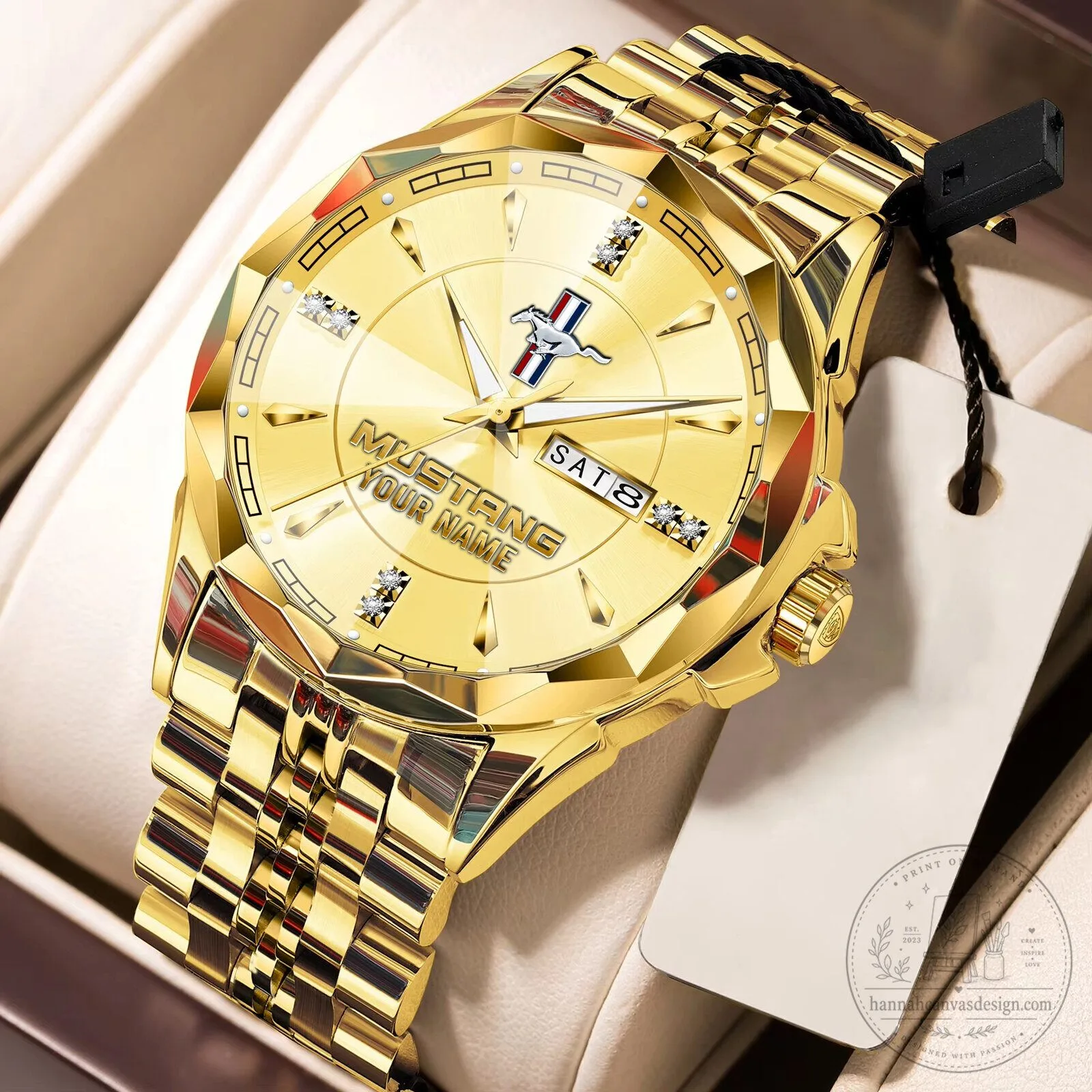 Ford Mustang Custom Name Elegant Blue Dial Two Tone Stainless Steel Watch 17 Ford Mustang Custom Name Elegant Blue Dial Two Tone Stainless Steel Watch