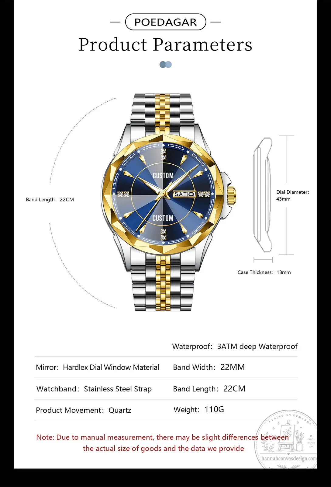 Ford Mustang Custom Name Elegant Blue Dial Two Tone Stainless Steel Watch 23 Ford Mustang Custom Name Elegant Blue Dial Two Tone Stainless Steel Watch