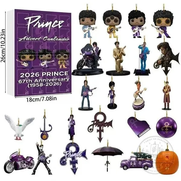 Prince Rogers Nelson Music Legend 2026 Advent Calendar Christmas Ornament Set
