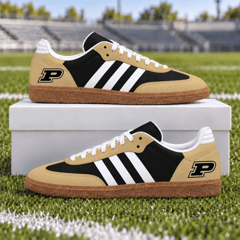 Purdue Boilermakers Black and Gold Stripe Athletic Sneakers Purdue Boilermakers Black and Gold Stripe Athletic Sneakers