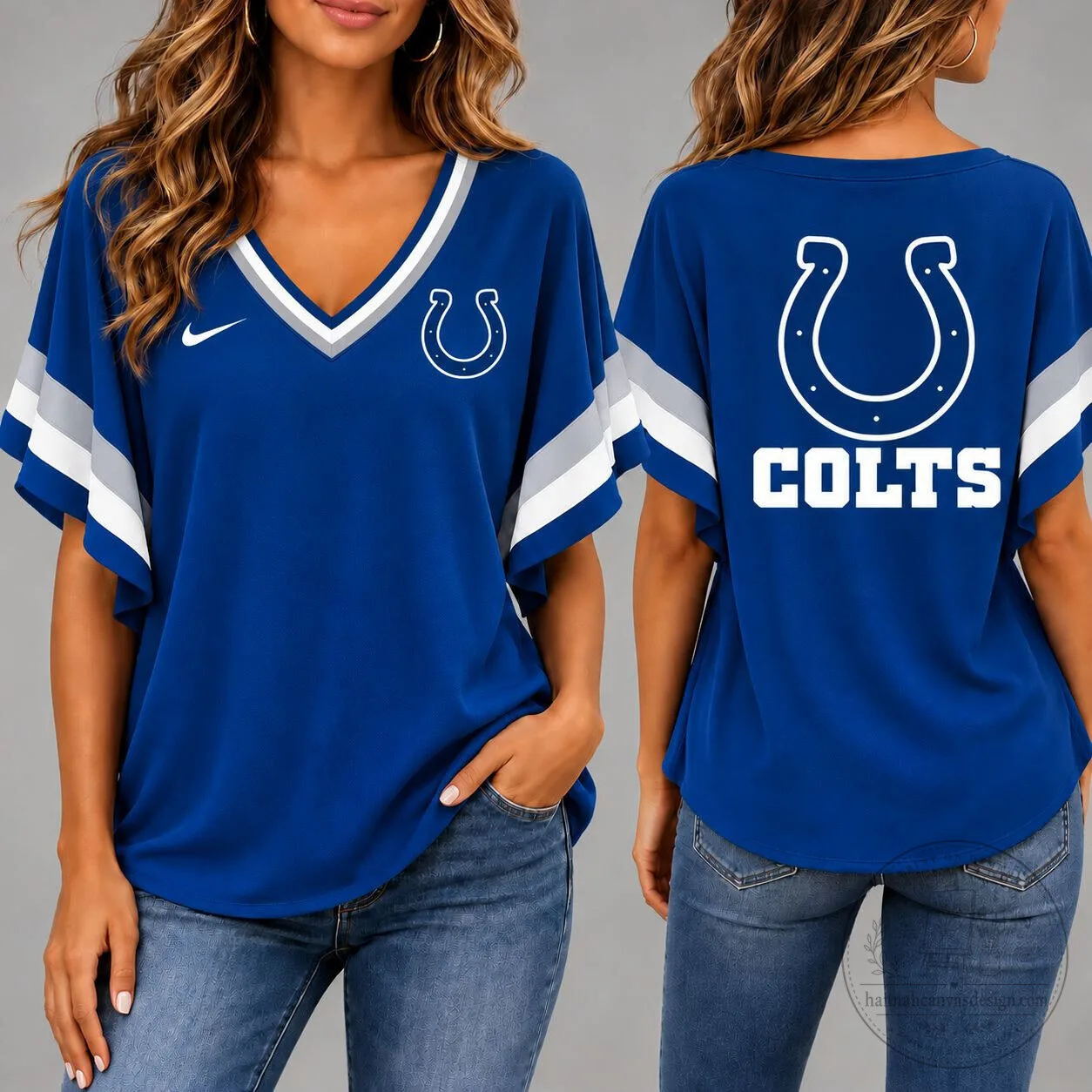 Indianapolis Colts Football Team Logo Women's V-Neck Short Sleeve T-Shirt