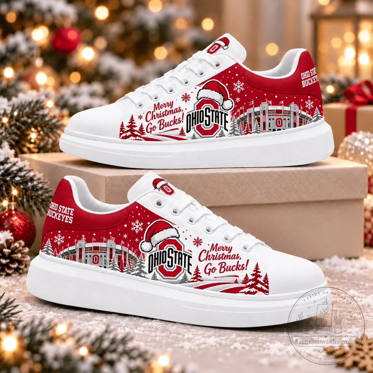 Ohio State Buckeyes Merry Christmas Go Bucks Football Fan Shoes