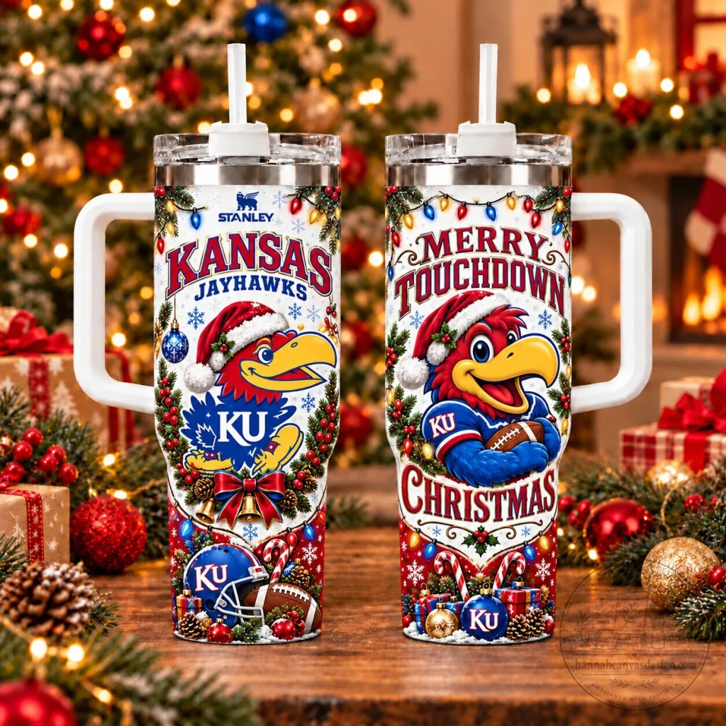 Kansas Jayhawks Christmas Holiday Merry Touchdown Stainless Steel Tumbler Kansas Jayhawks Christmas Holiday Merry Touchdown Stainless Steel Tumbler