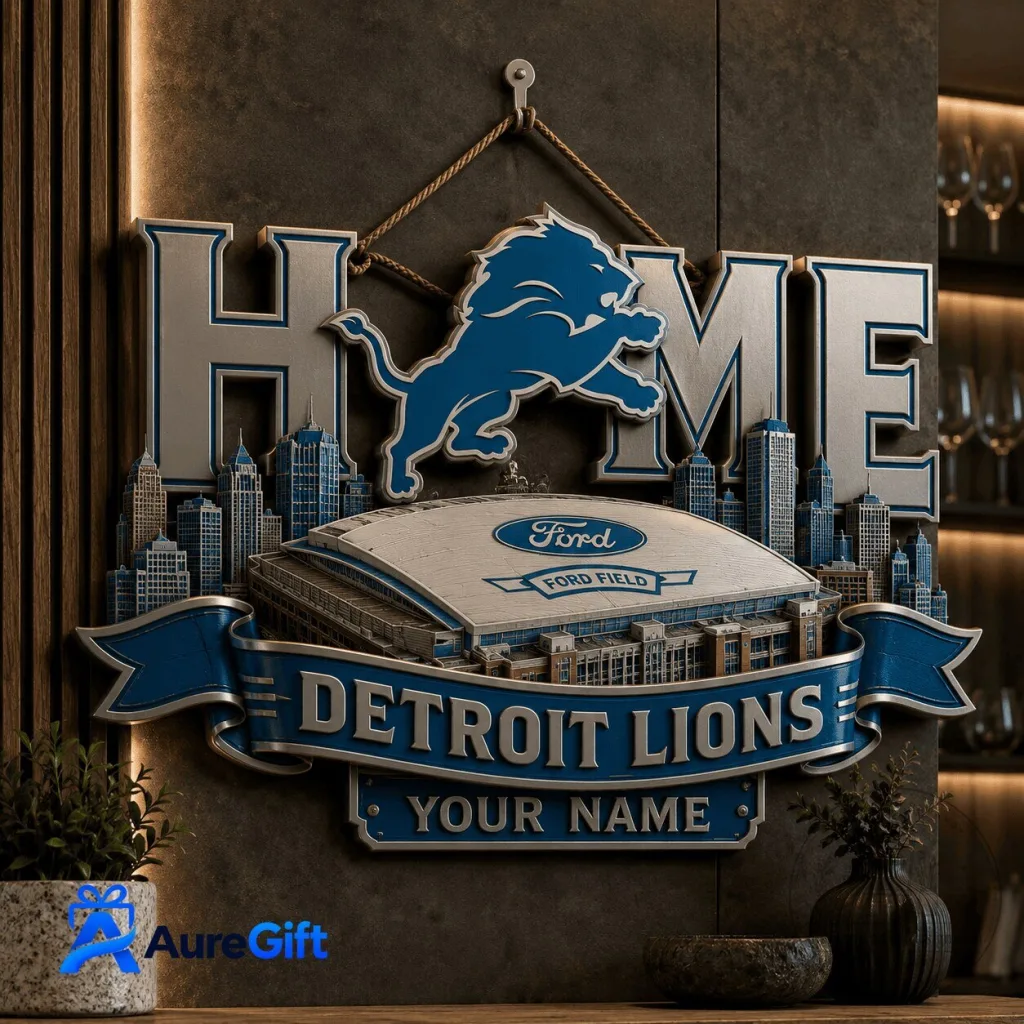 Detroit Lions Ford Field Home Personalized Metal Wall Art Sign Detroit Lions Ford Field Home Personalized Metal Wall Art Sign