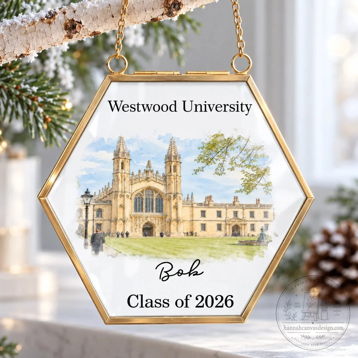 Westwood University Graduation Keepsake Ornament - Personalized College Gift
