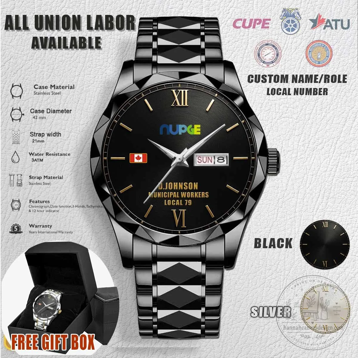 National Union of Public and General Employees Stainless Steel Watch