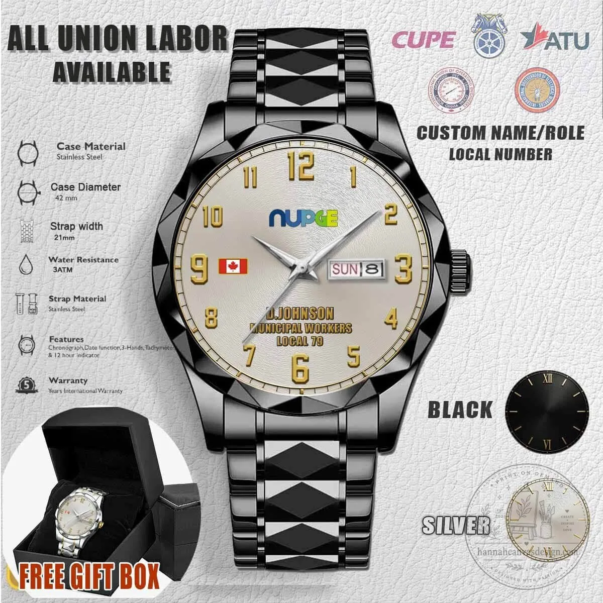 National Union of Public and General Employees Stainless Steel Watch 4 National Union of Public and General Employees Stainless Steel Watch