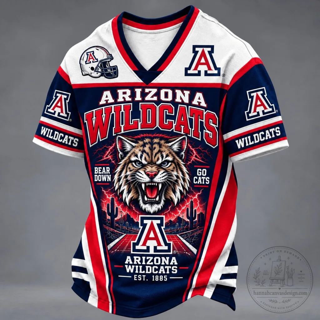 Arizona Wildcats NCAA Mascot Spirit V-Neck Football Jersey Arizona Wildcats NCAA Mascot Spirit V-Neck Football Jersey